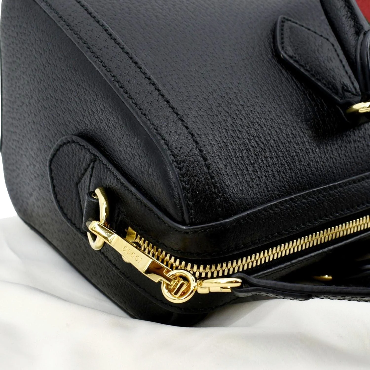 GUCCI Ophidia GG Web Leather Top Handle Shoulder Bag Black 524532 - Image 5