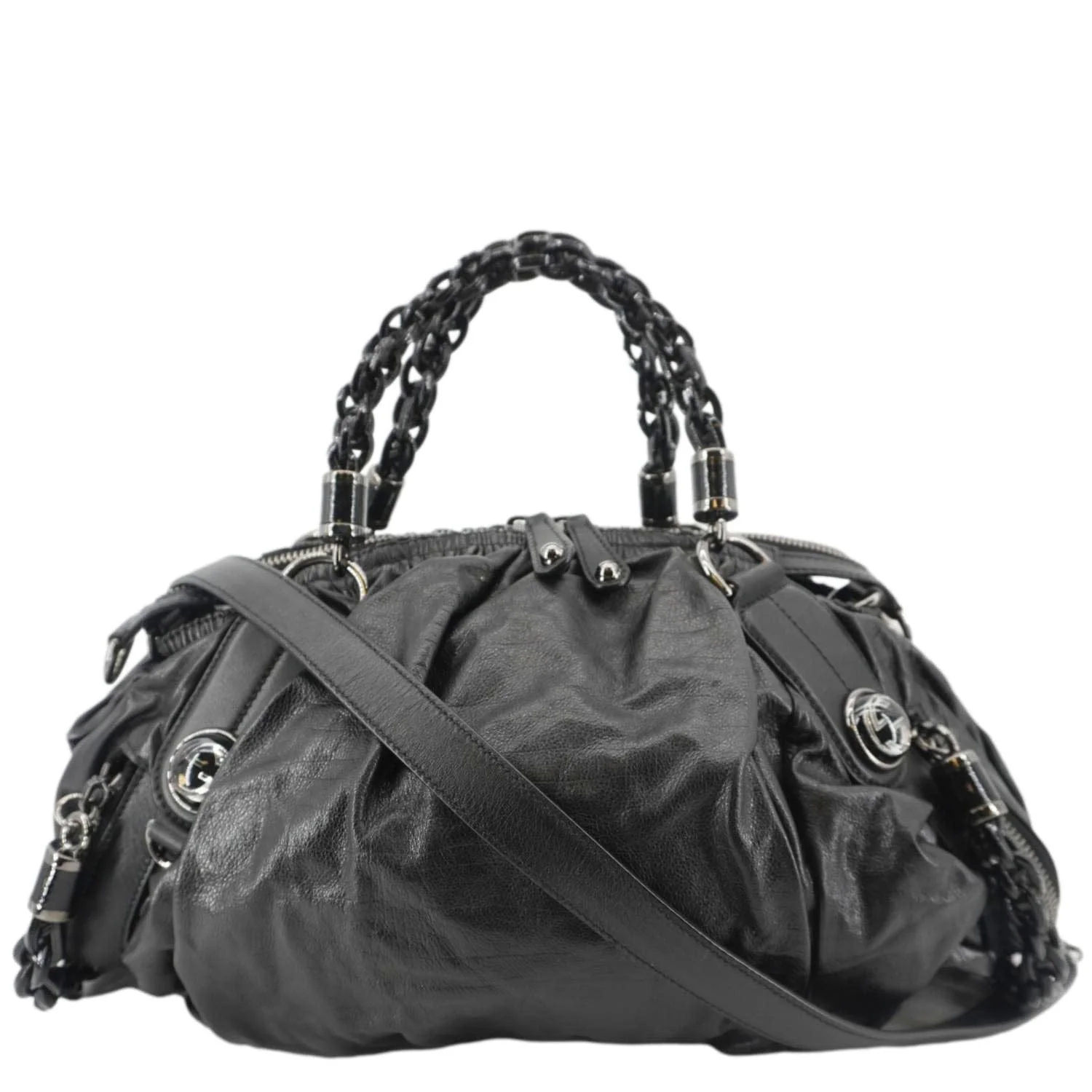 GUCCI Galaxy Medium Leather Top Handle Shoulder Bag Black 228838 - Image 4
