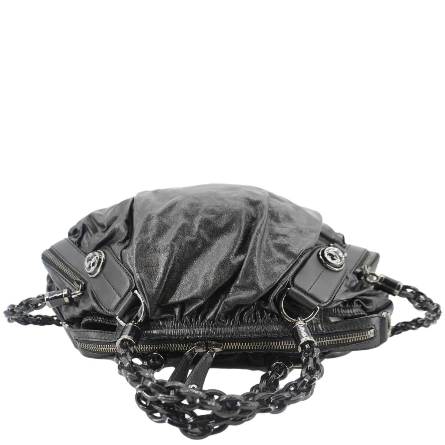 GUCCI Galaxy Medium Leather Top Handle Shoulder Bag Black 228838 - Image 5
