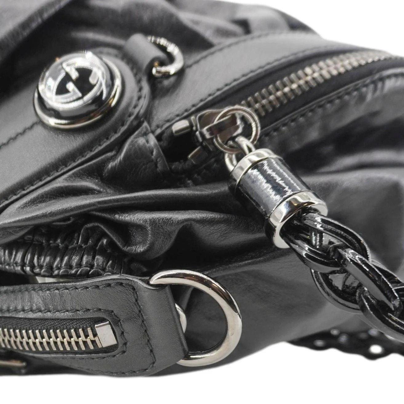 GUCCI Galaxy Medium Leather Top Handle Shoulder Bag Black 228838 - Image 6