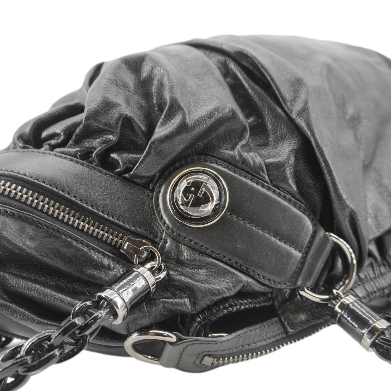 GUCCI Galaxy Medium Leather Top Handle Shoulder Bag Black 228838 - Image 7