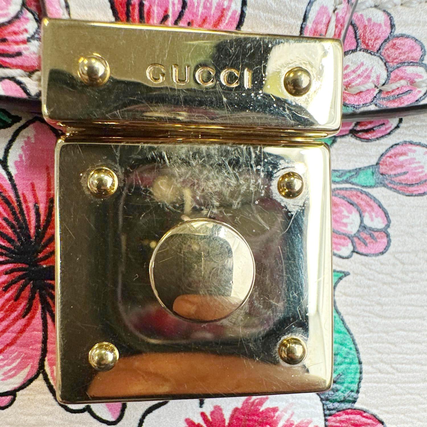 GUCCI Mini Britt Roses Print Leather Crossbody Bag Beige 696180 - Image 12