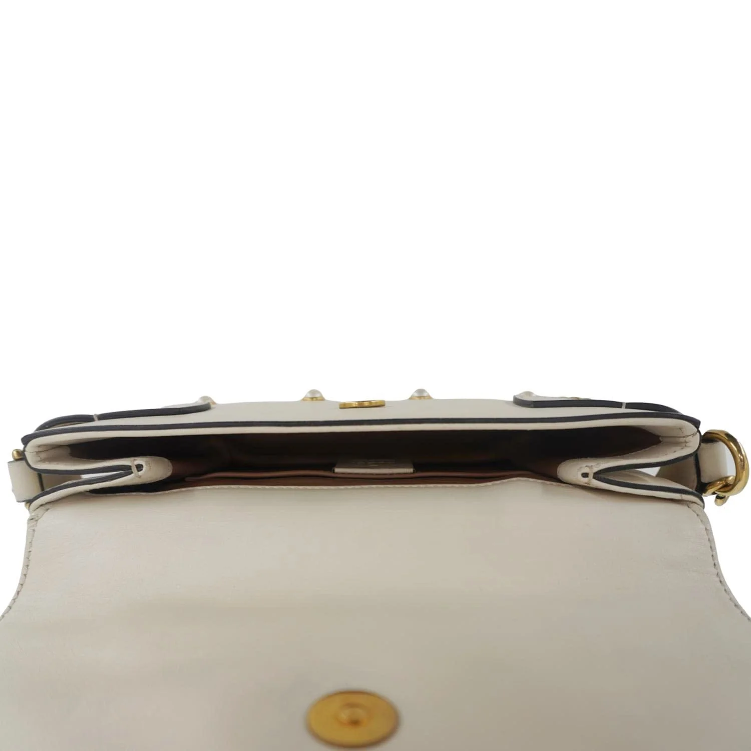 GUCCI Broadway Pearl Bee Mini Leather Shoulder Bag White 453778 - Image 13