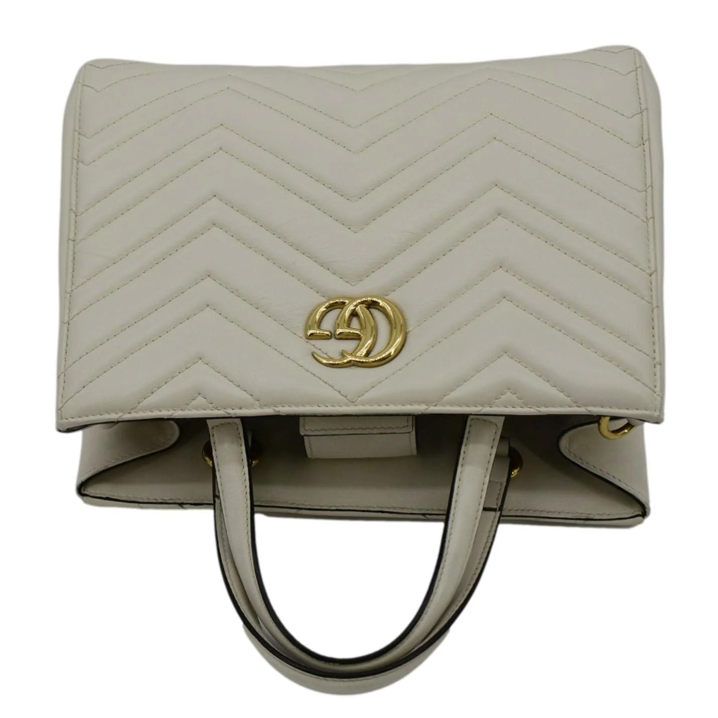 GUCCI GG Marmont Calfskin Matelasse Leather Shoulder Bag Off White 448054 - Image 4
