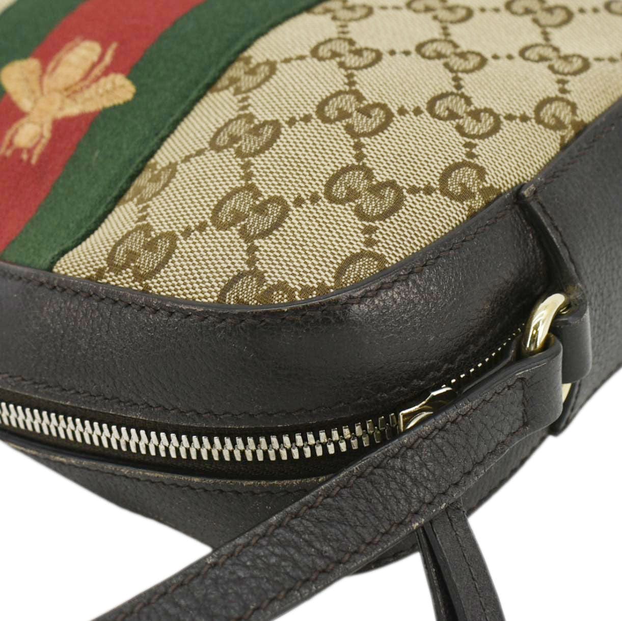 GUCCI Bee Web GG Canvas Camera Crossbody Bag Beige 412008 - Image 6