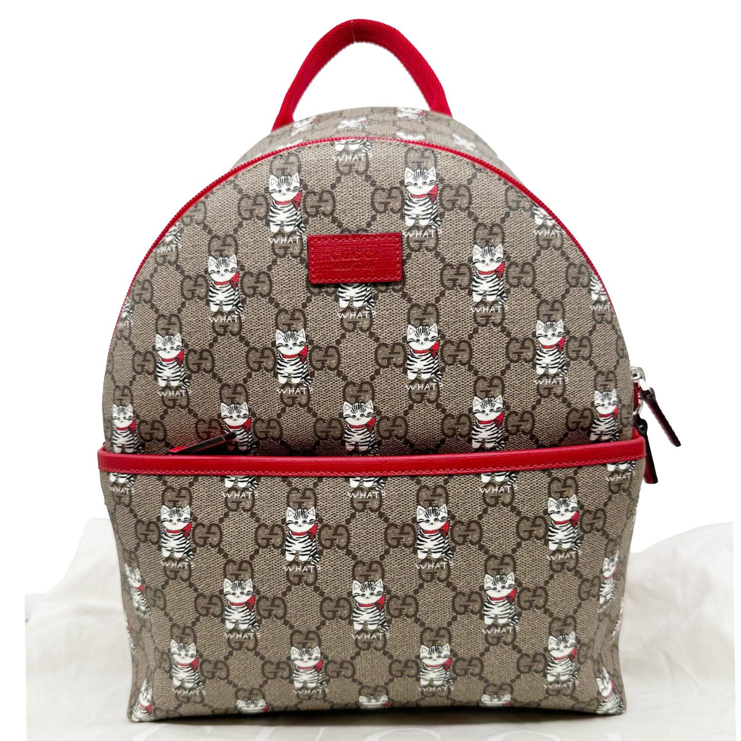 GUCCI Children's Printed GG Supreme Cat Canvas Backpack Red 782708 - Image 3
