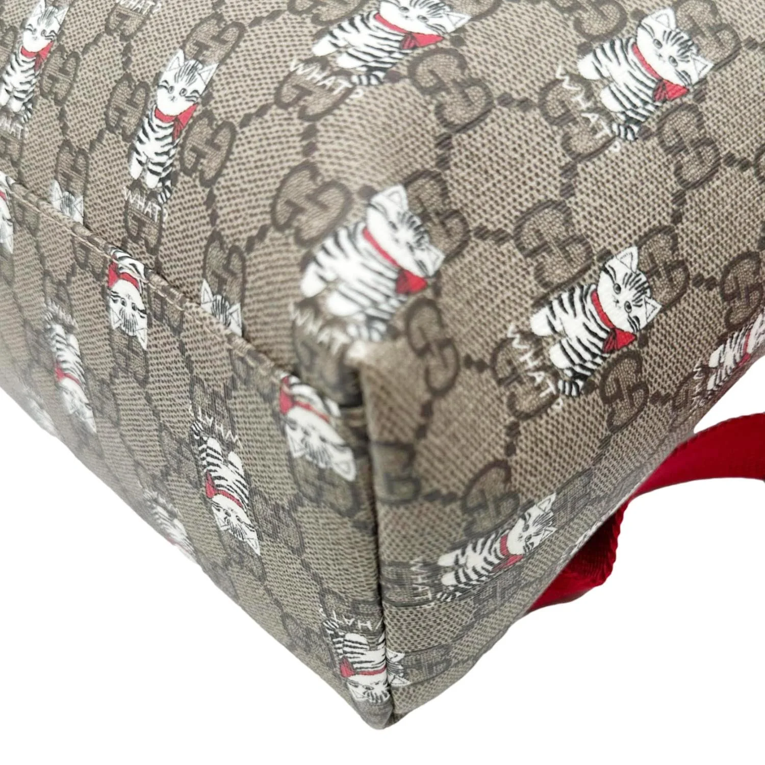 GUCCI Children's Printed GG Supreme Cat Canvas Backpack Red 782708 - Image 7