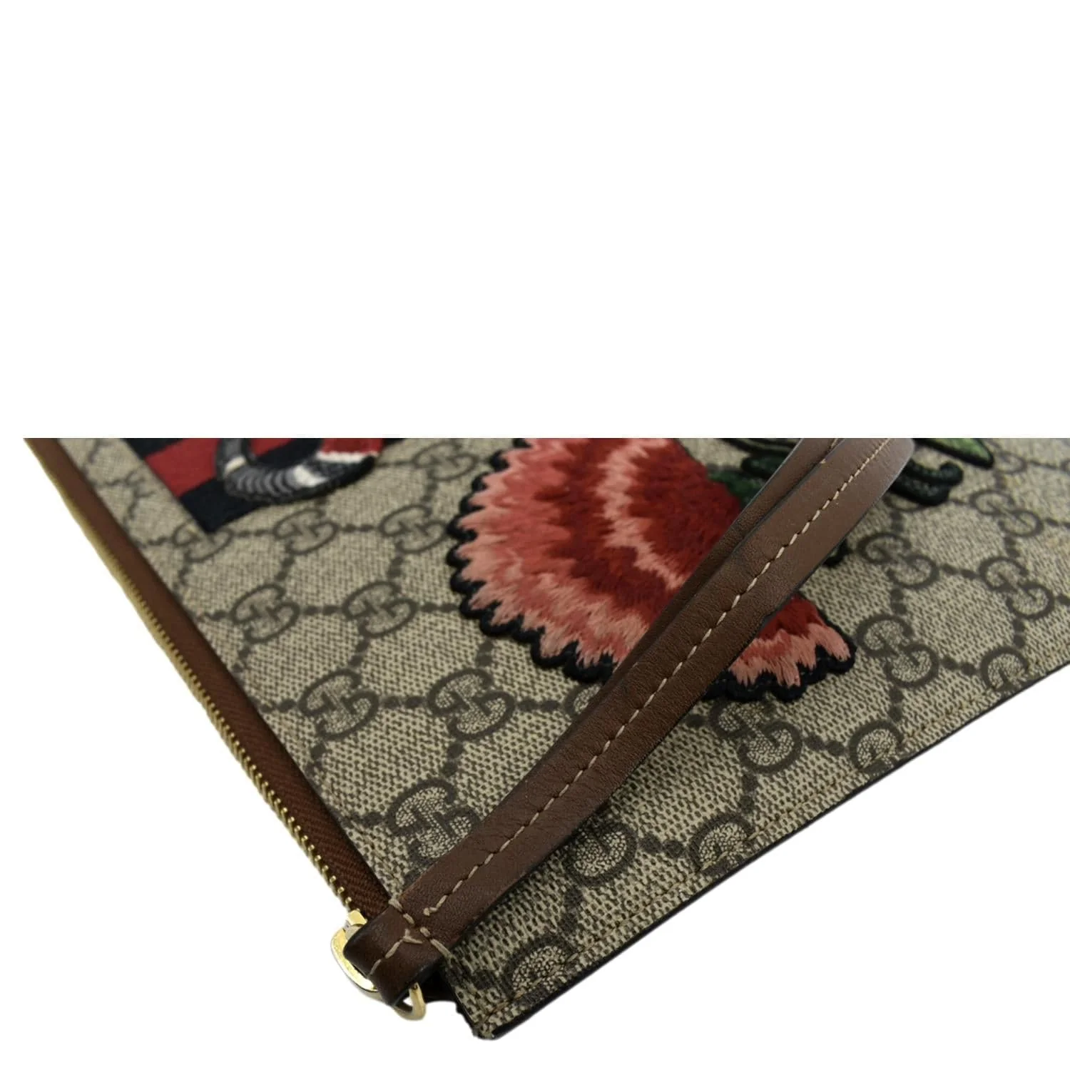 GUCCI King Snake Hummingbird GG Supreme Embroidered Clutch Bag Beige 431416 - Image 5
