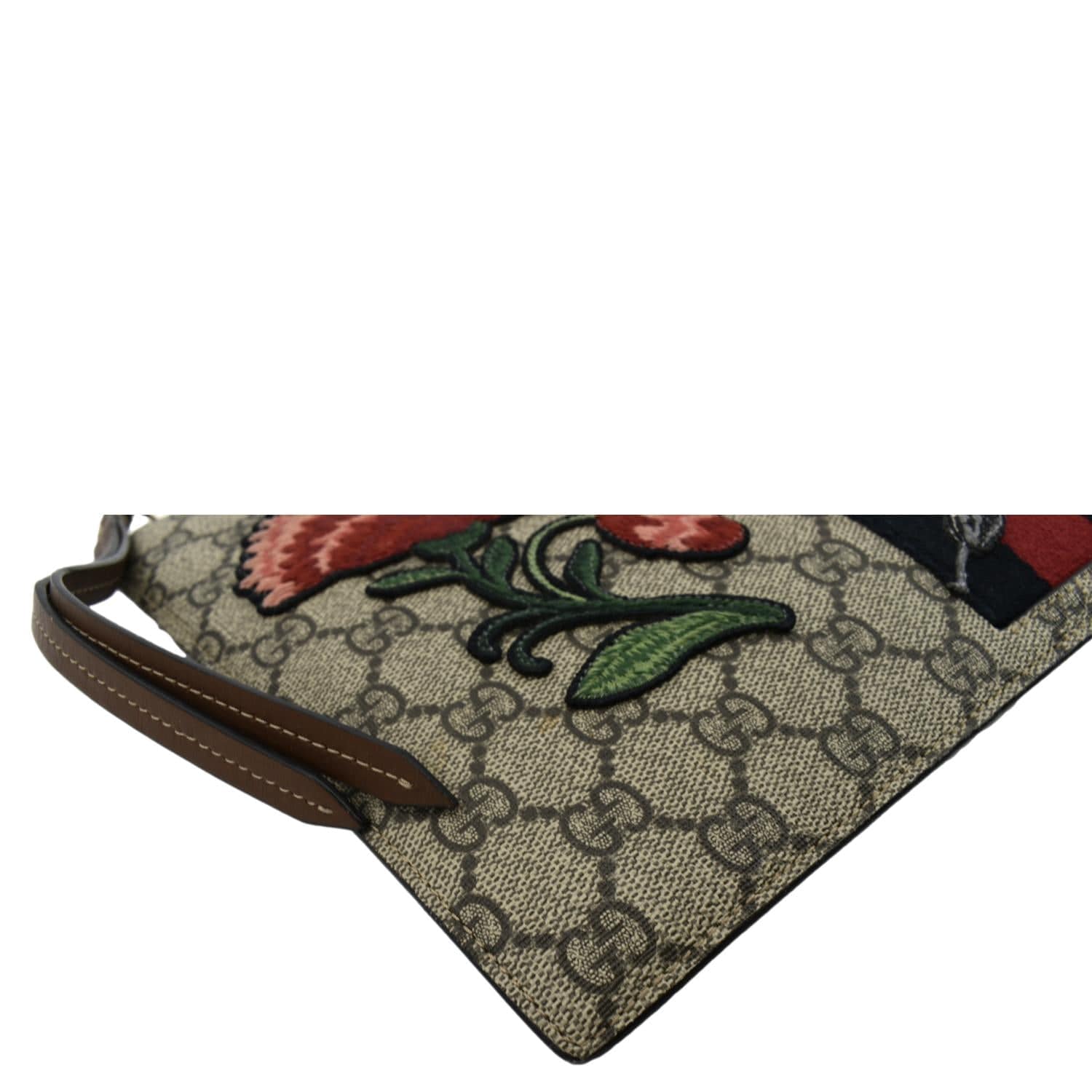 GUCCI King Snake Hummingbird GG Supreme Embroidered Clutch Bag Beige 431416 - Image 6