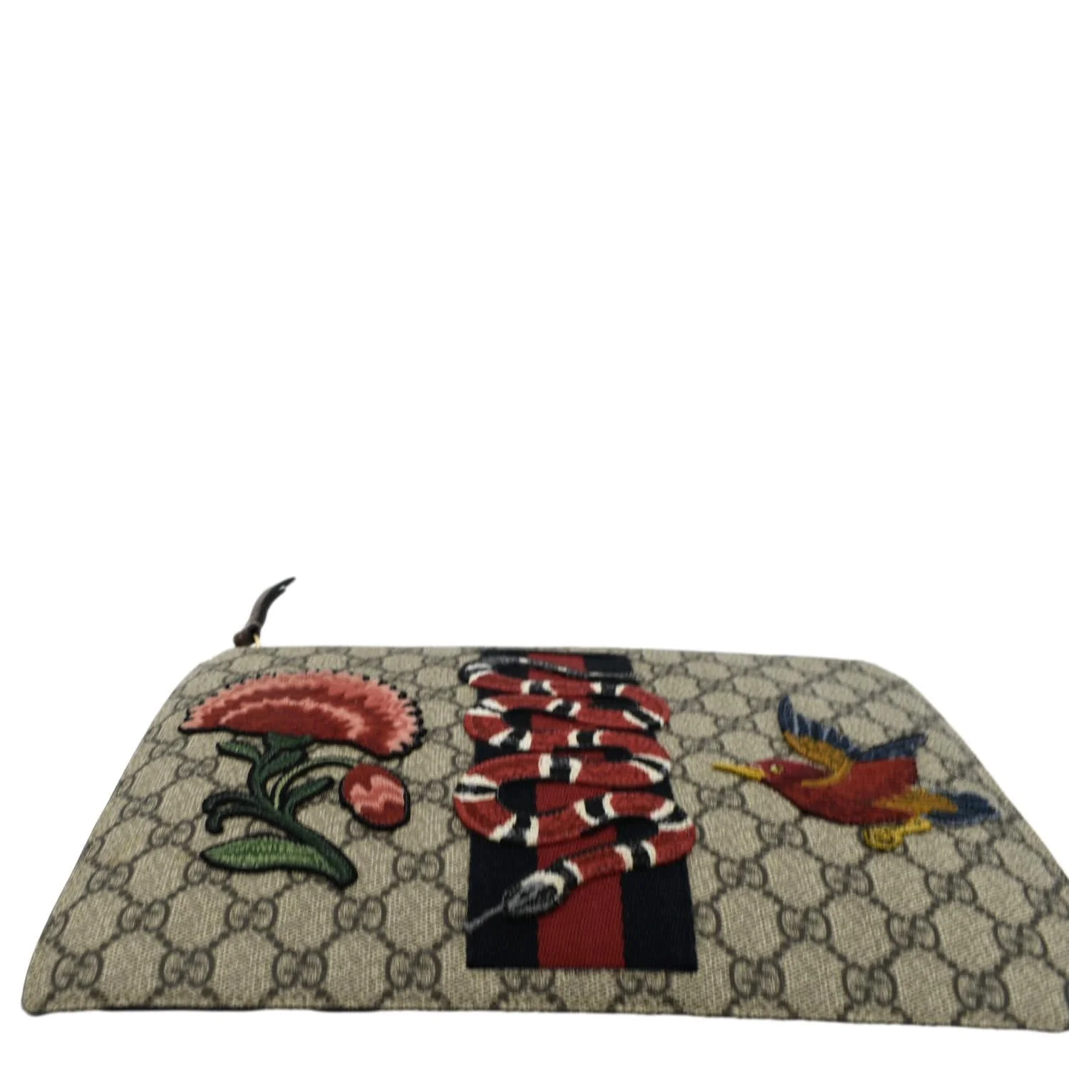 GUCCI King Snake Hummingbird GG Supreme Embroidered Clutch Bag Beige 431416 - Image 8
