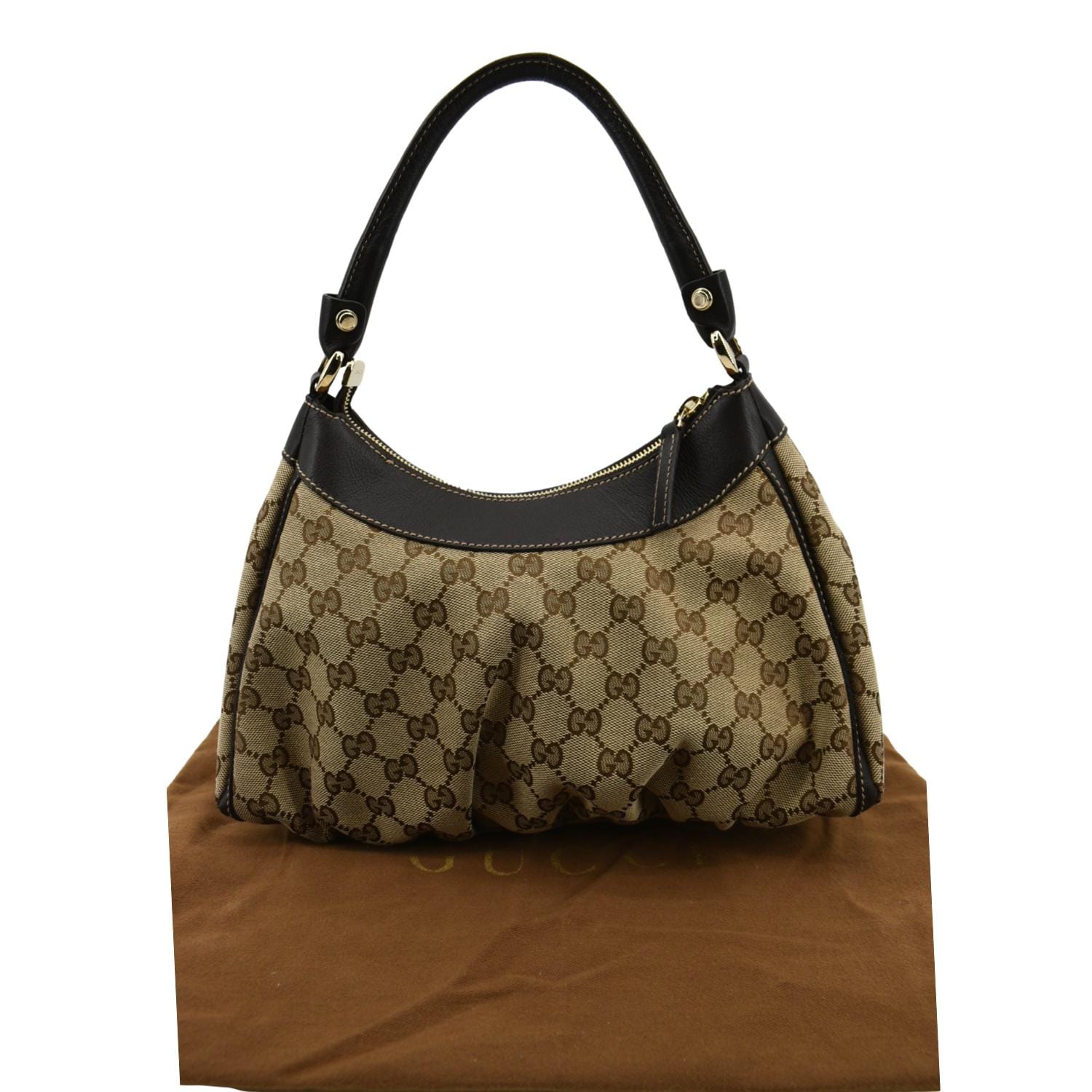 GUCCI D Ring Monogram Hobo Bag Brown 190525 - Image 3