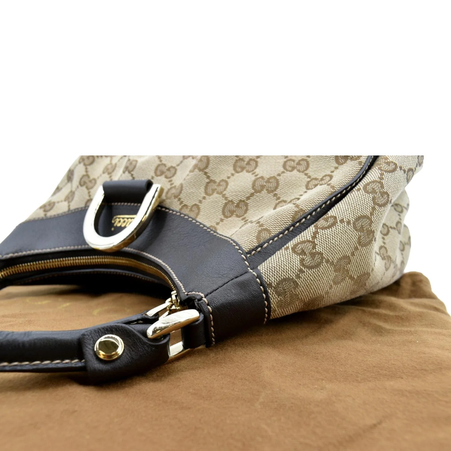 GUCCI D Ring Monogram Hobo Bag Brown 190525 - Image 5