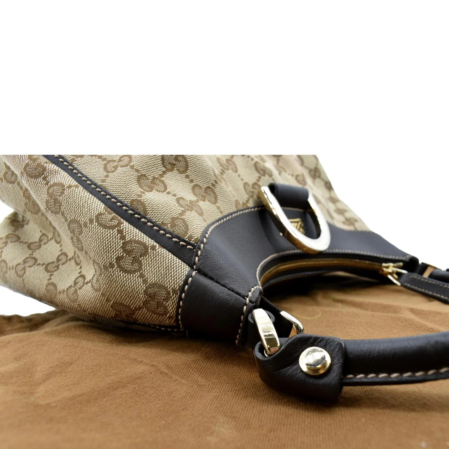 GUCCI D Ring Monogram Hobo Bag Brown 190525 - Image 6