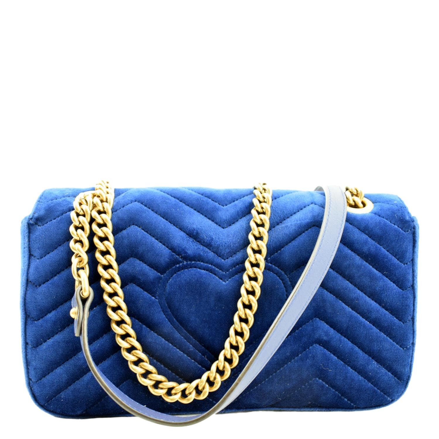 GUCCI Deer Embroidered Small GG Marmont Velvet Shoulder Bag Blue 443497 - Image 3