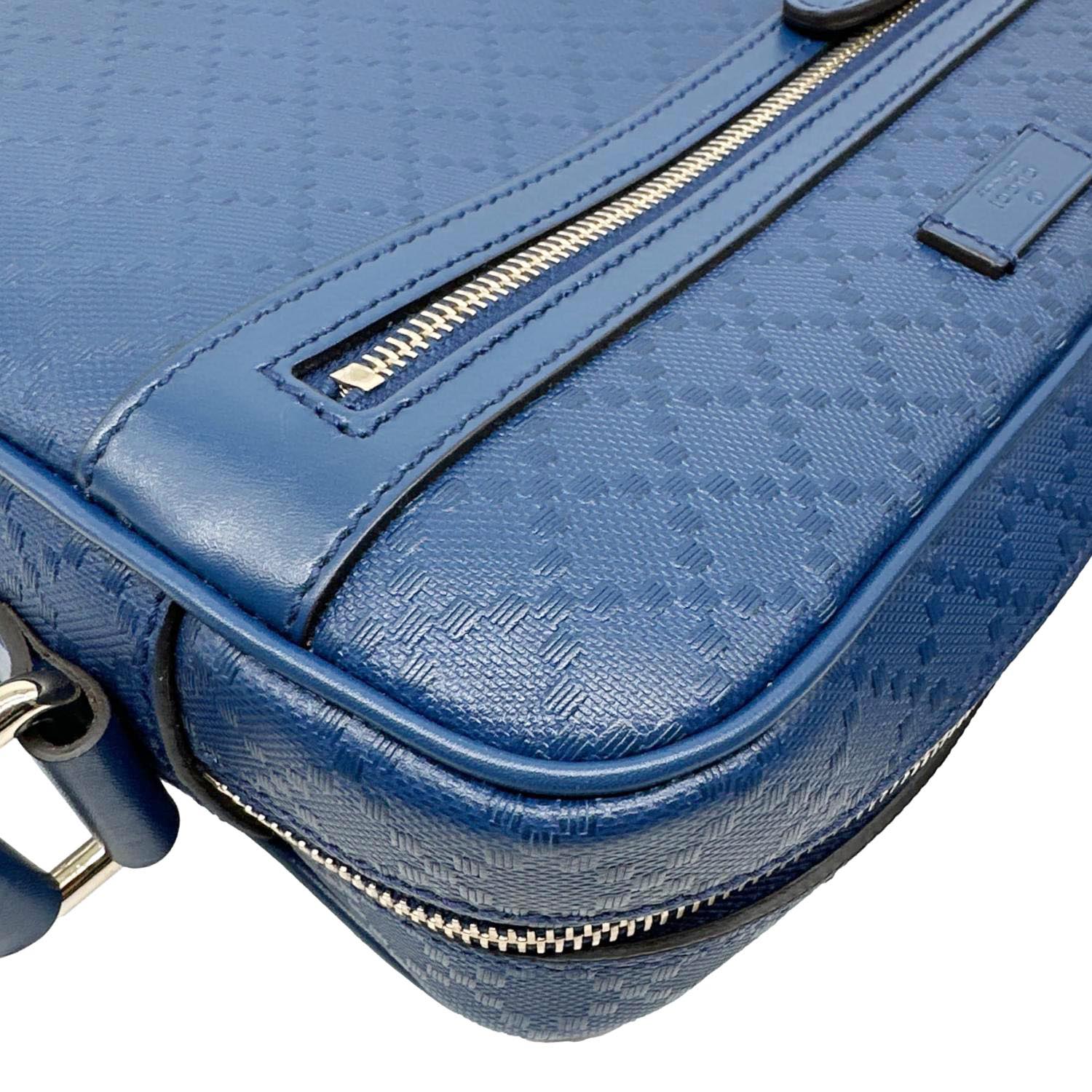 GUCCI Hilary Diamante Leather Messenger Bag Blue 201448 - Image 5