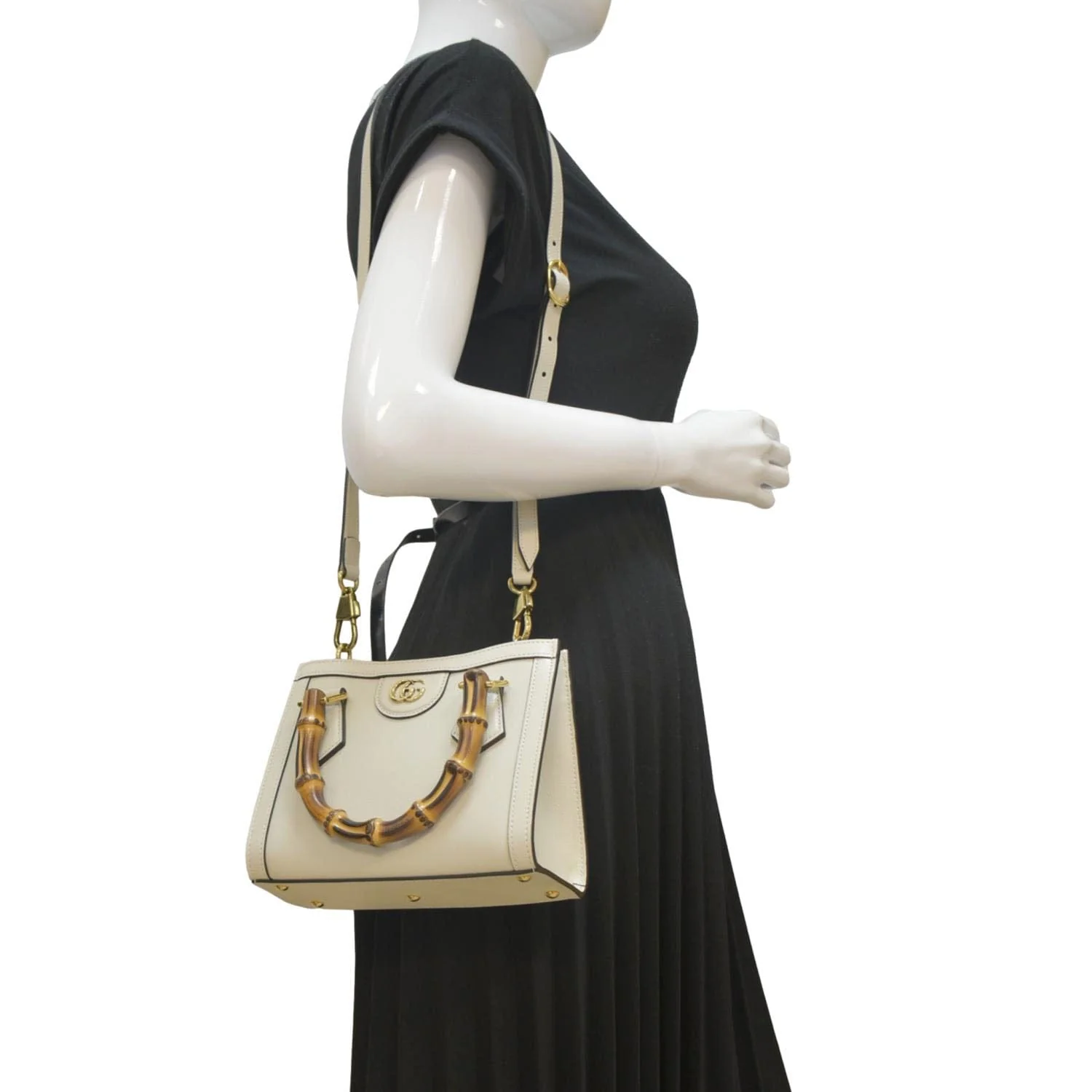 GUCCI Diana Bamboo Mini Leather Tote Bag White 655661 - Image 2