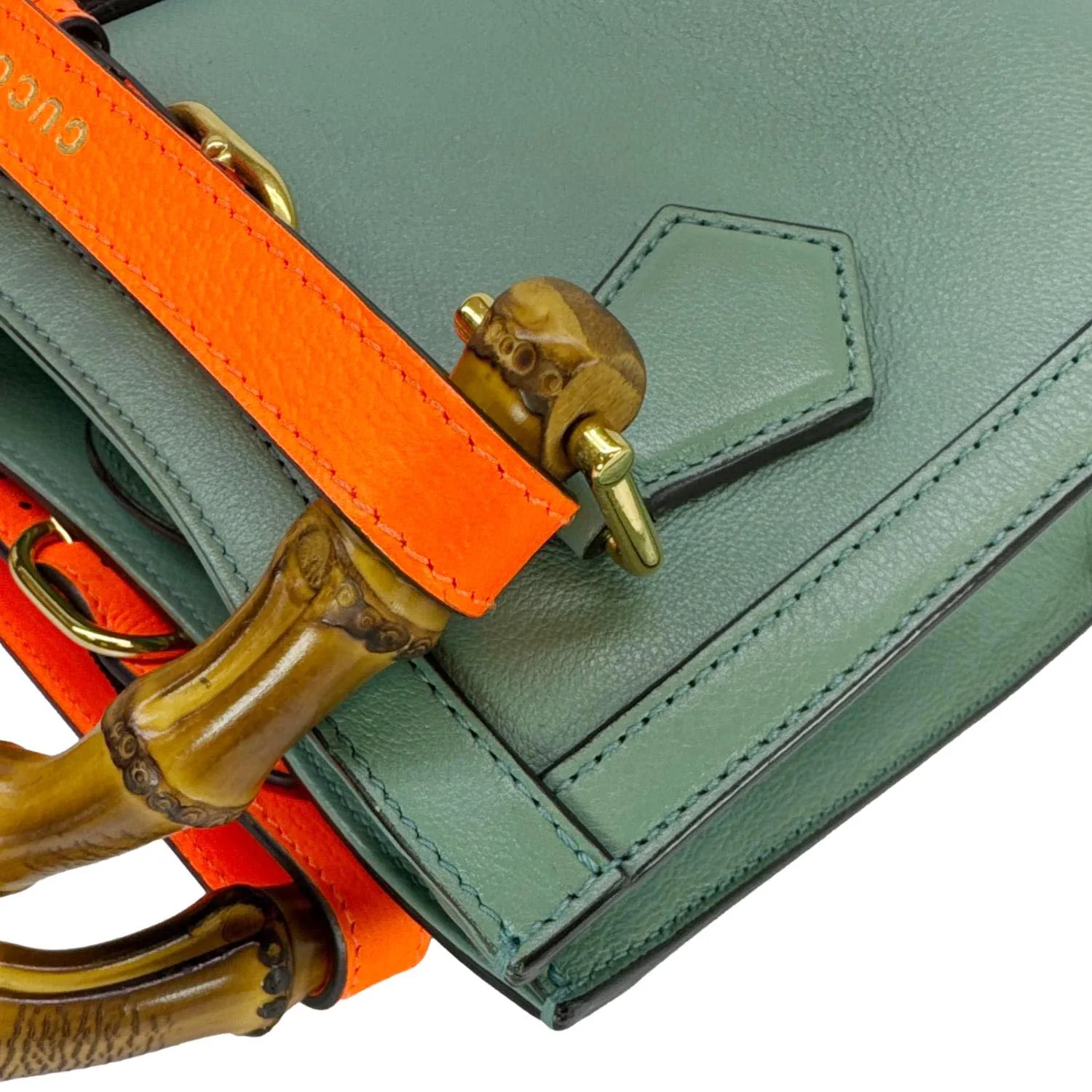 GUCCI Diana Bamboo Mini Leather Tote Bag Green 655661 - Image 7
