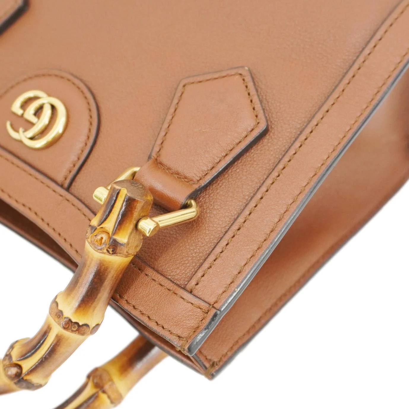 GUCCI Diana Bamboo Mini Leather Tote Bag Brown 655661 - Image 5