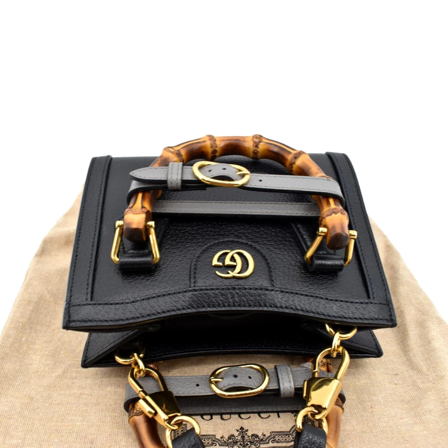 GUCCI Diana Bamboo Mini Leather Tote Bag Black 702732 - Image 4