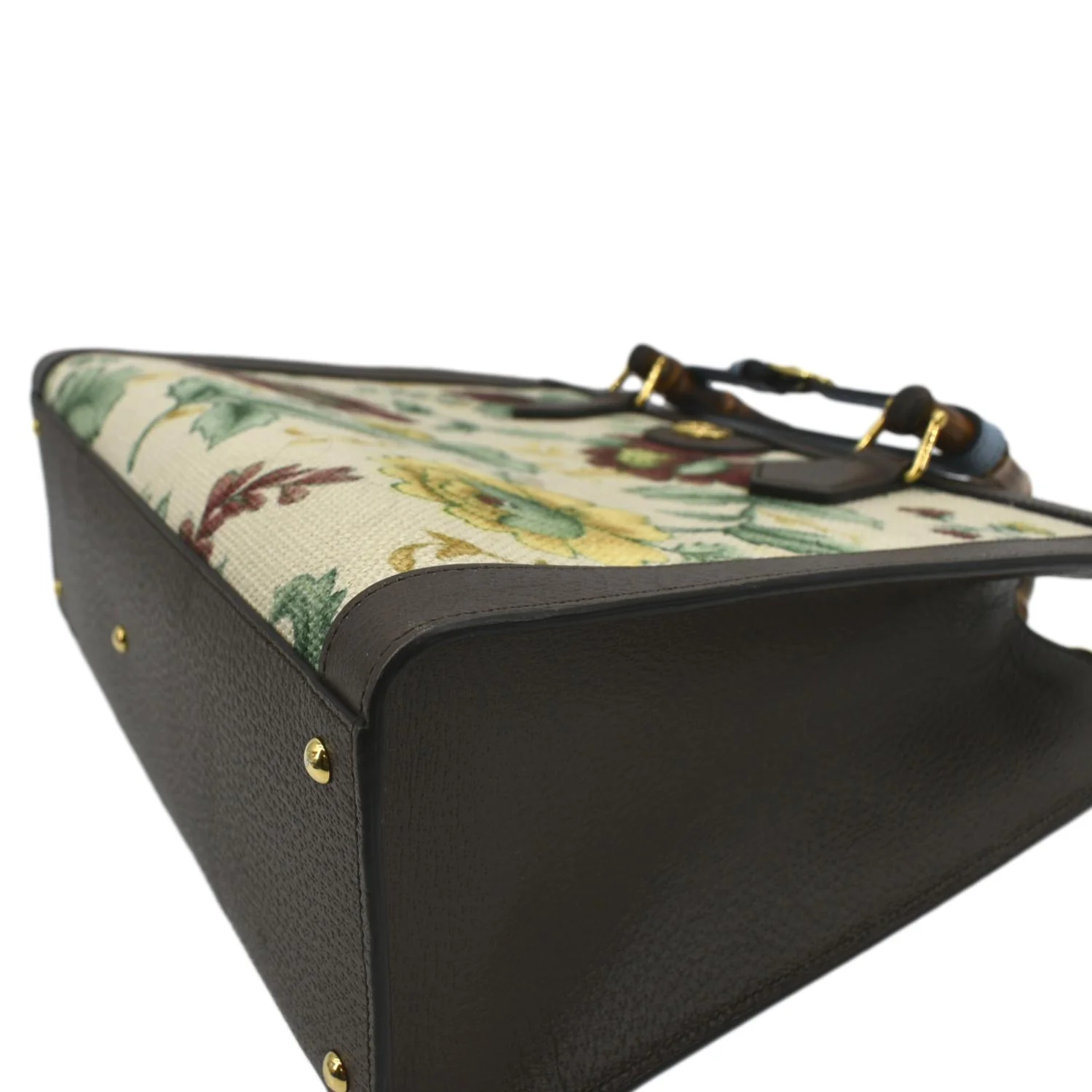 GUCCI Diana Bamboo Floral Print Canvas Tote Bag Beige 678842 - Image 8