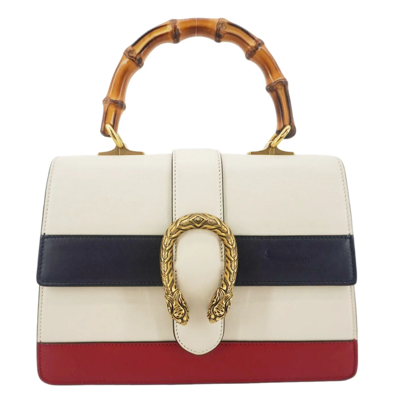 GUCCI Dionysus Bamboo Medium Leather Top Handle Shoulder Bag White 448075 - Image 3