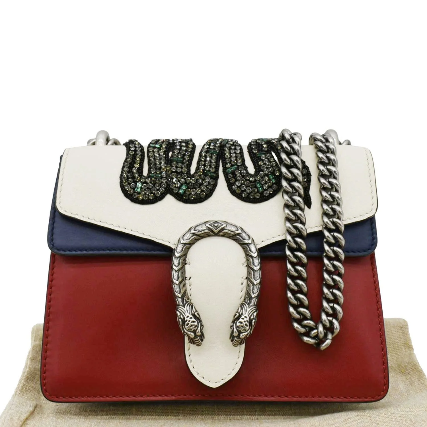 GUCCI Dionysus Embroidered Snake Leather Shoulder Bag Red 421970 - Image 3