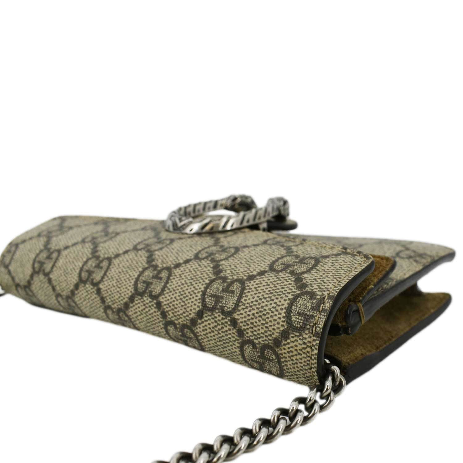 GUCCI Dionysus Super Mini GG Supreme Canvas Crossbody Bag Taupe 476432 - Image 5