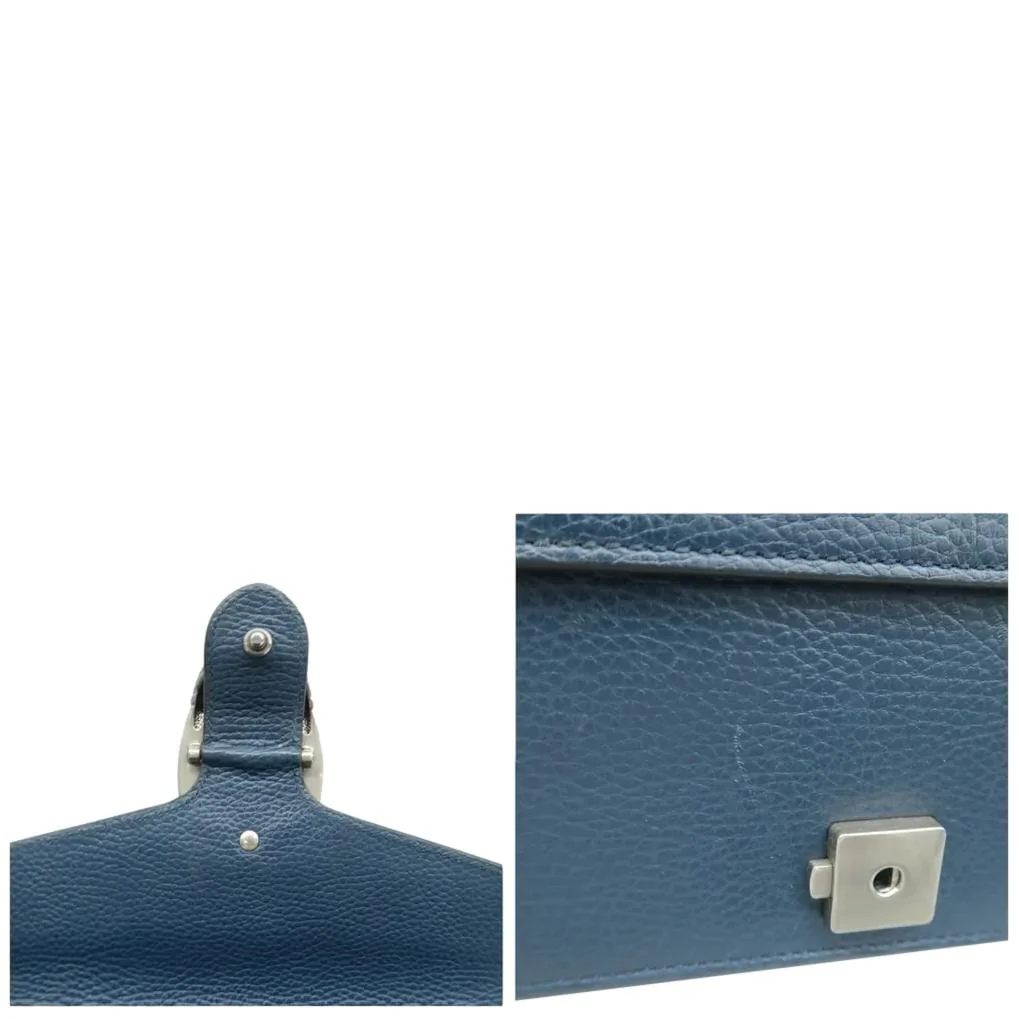 GUCCI Dionysus Medium Leather Shoulder Bag Navy Blue 400249 - Image 10