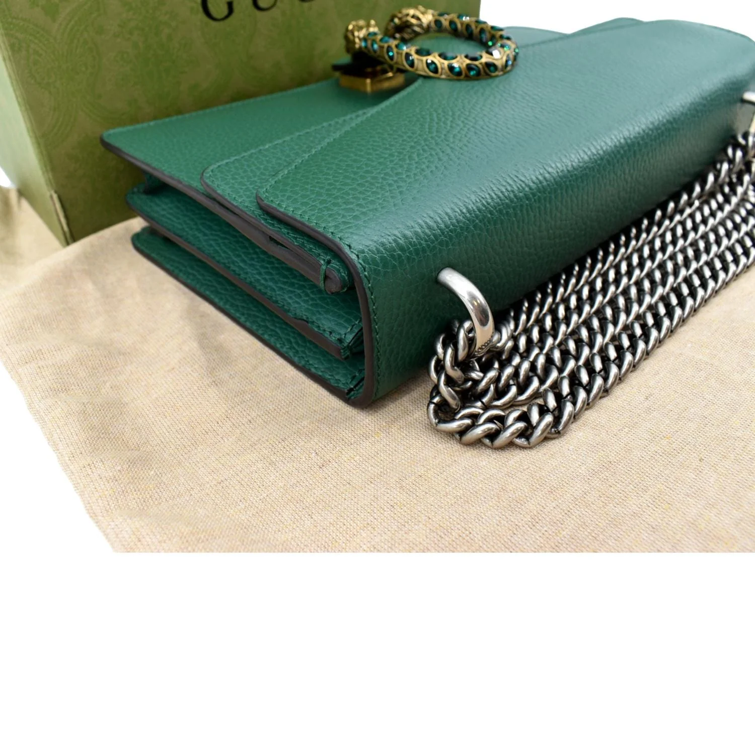 GUCCI Dionysus Small Leather Shoulder Bag Emerald Green 400249 - Image 6