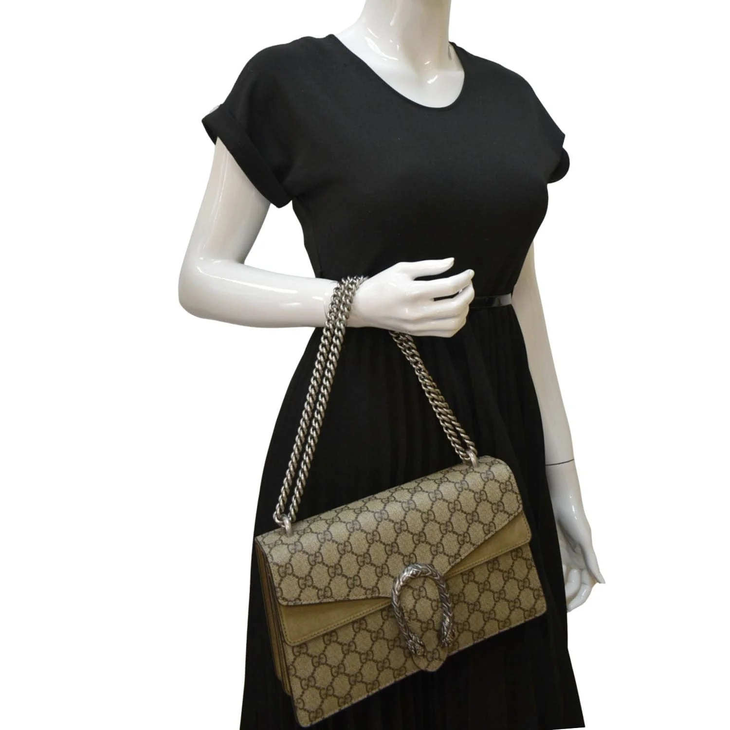 GUCCI Dionysus Small GG Supreme Canvas Shoulder Bag Beige 400249 - Image 2