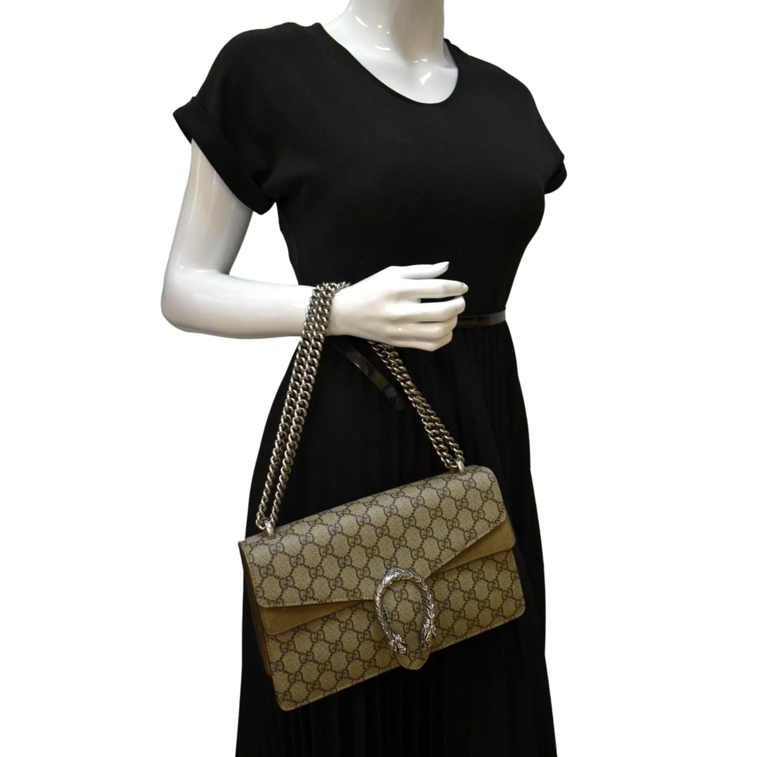 GUCCI Dionysus Small GG Supreme Canvas Shoulder Bag Beige 400249 - Image 2