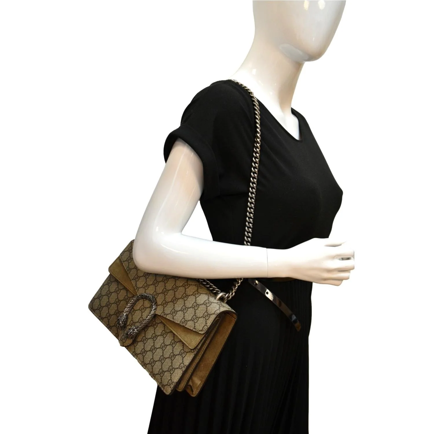 GUCCI Dionysus Small GG Supreme Canvas Shoulder Bag Beige 400249 - Image 2