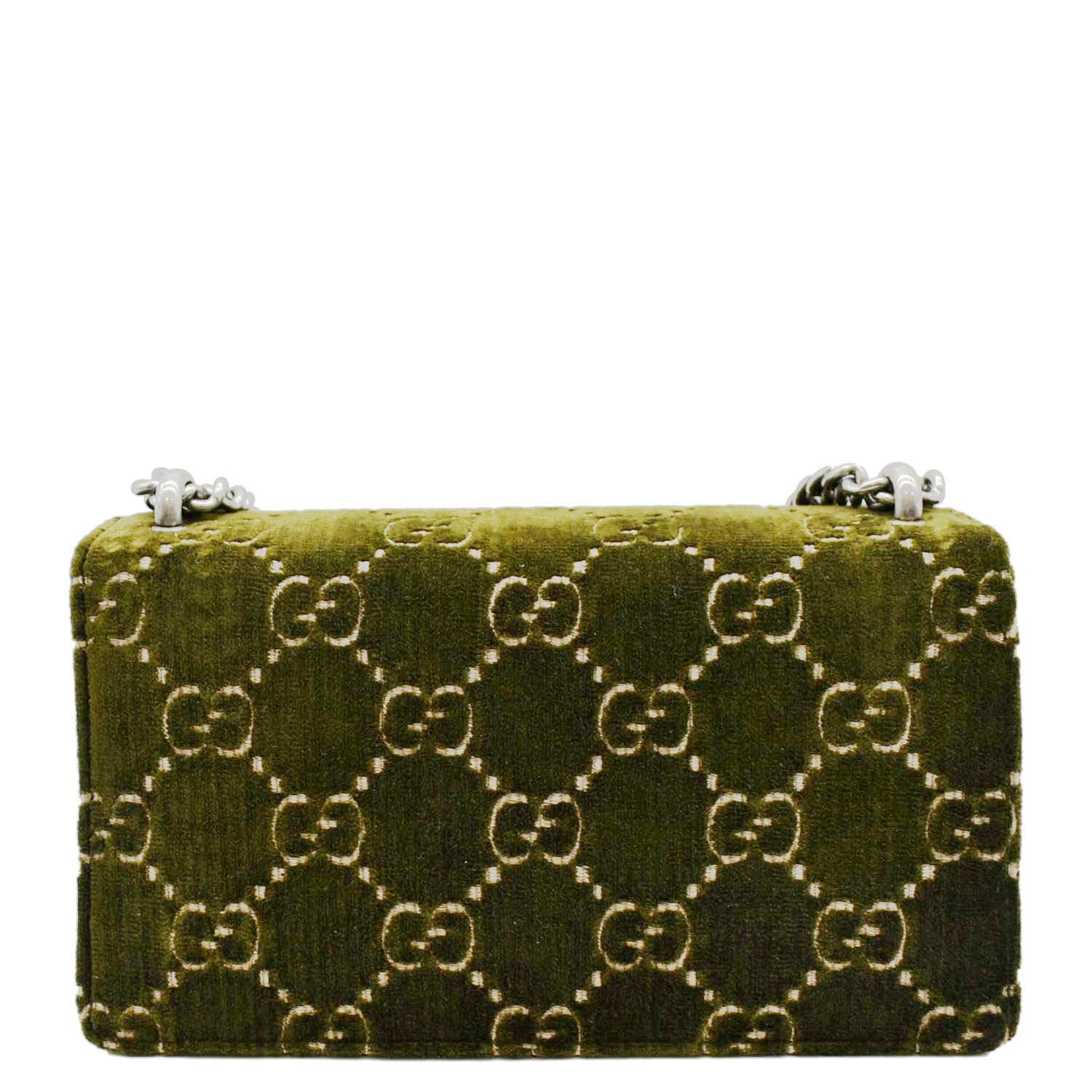 GUCCI Dionysus Small GG Velvet Shoulder Bag Olive 499623 - Image 3