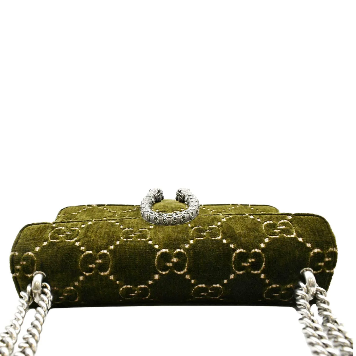 GUCCI Dionysus Small GG Velvet Shoulder Bag Olive 499623 - Image 4