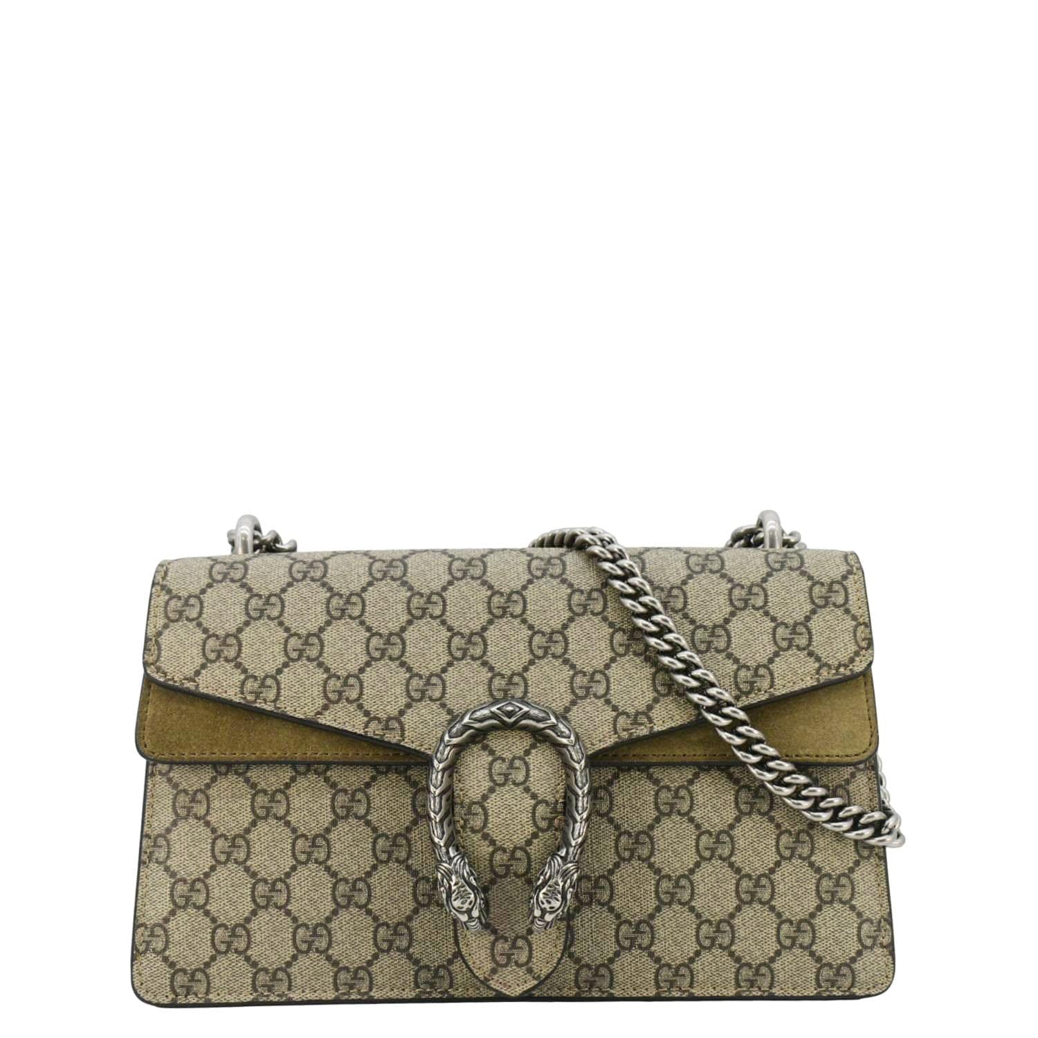 GUCCI Dionysus Small GG Supreme Canvas Shoulder Bag Beige 400249
