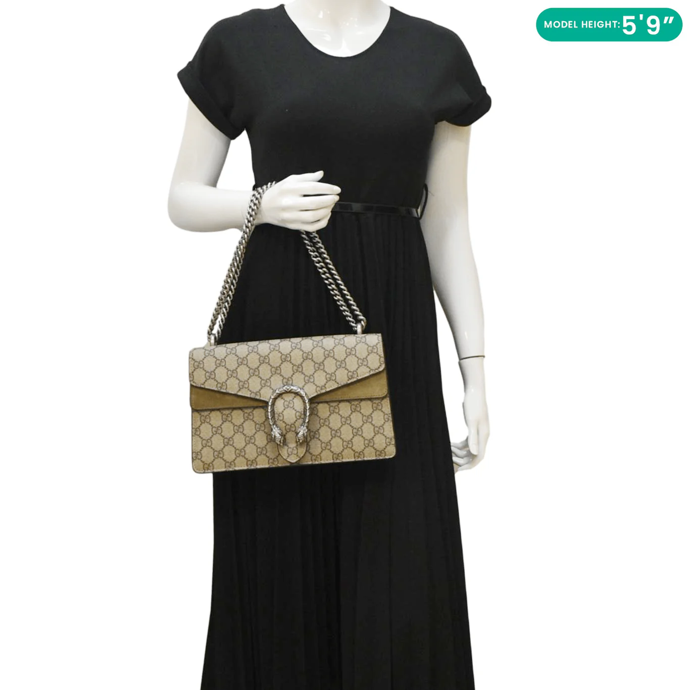GUCCI Dionysus Small GG Supreme Canvas Shoulder Bag Beige 400249 - Image 2