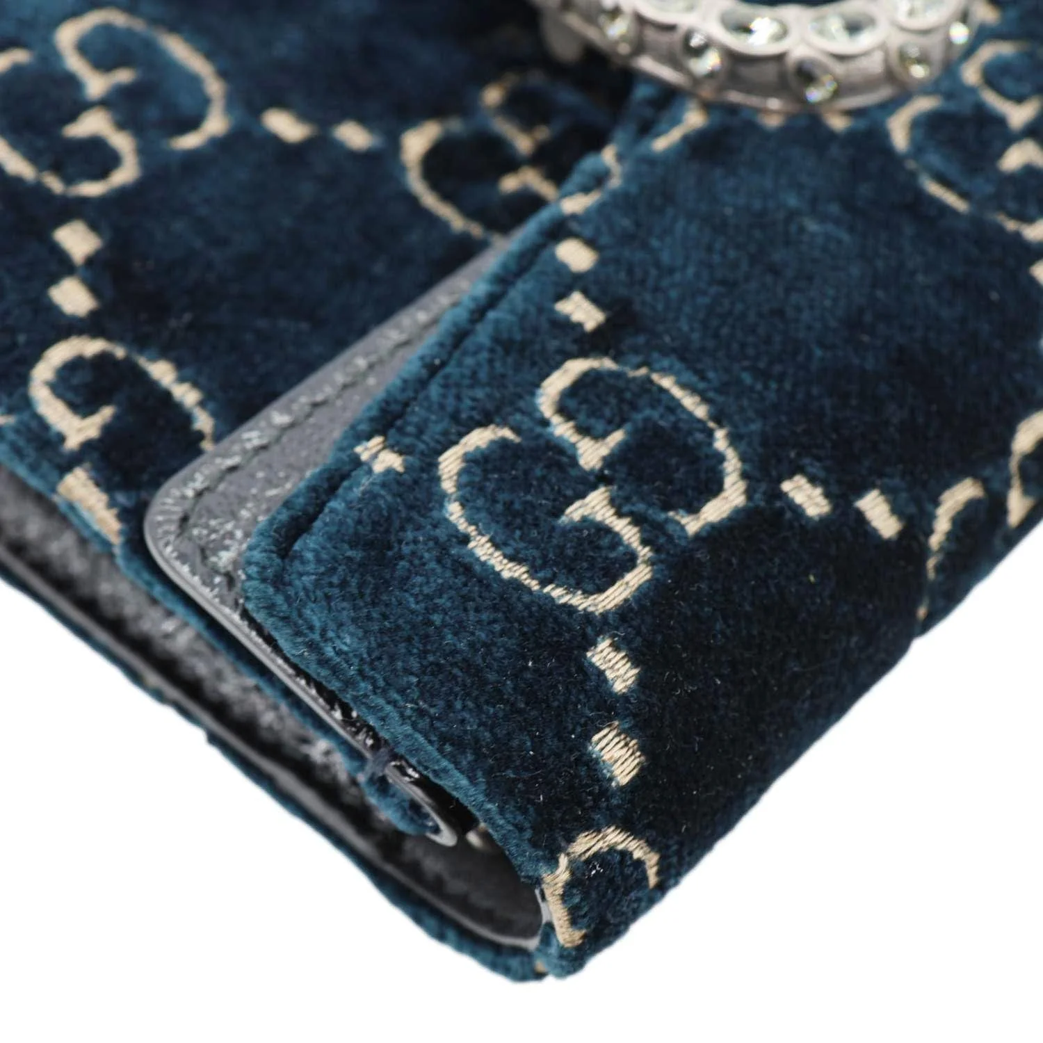 GUCCI Dionysus Super Mini GG Monogram Velvet Crossbody Bag Blue 476432 - Image 5