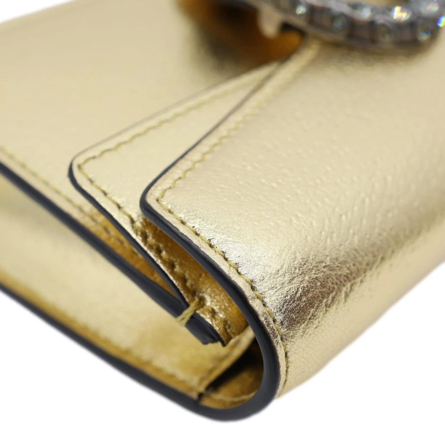 GUCCI Dionysus Super Mini Metallic Leather Crossbody Bag Gold 476432 - Image 6
