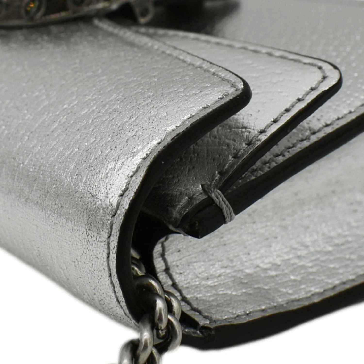 GUCCI Dionysus Super Mini Metallic Leather Crossbody Bag Silver 476432 - Image 7