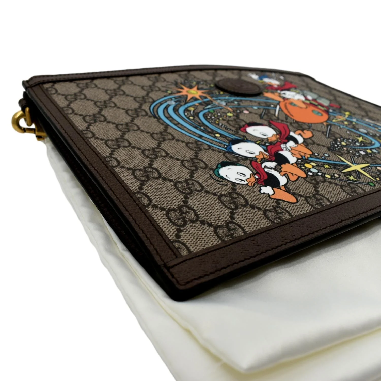GUCCI Disney Donald Duck GG Supreme Canvas Zip Clutch Beige 647925 - Image 9