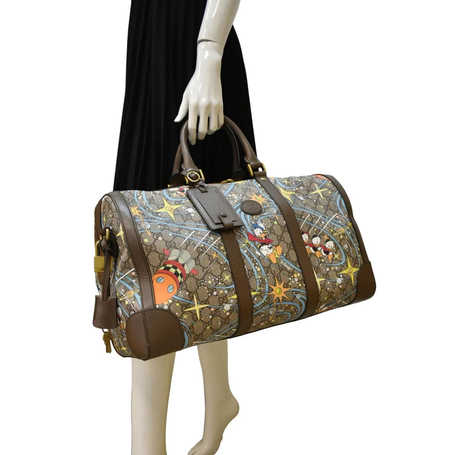 GUCCI Disney x Donald Duck GG Supreme Canvas Duffle Travel Bag Beige 648085 - Image 2