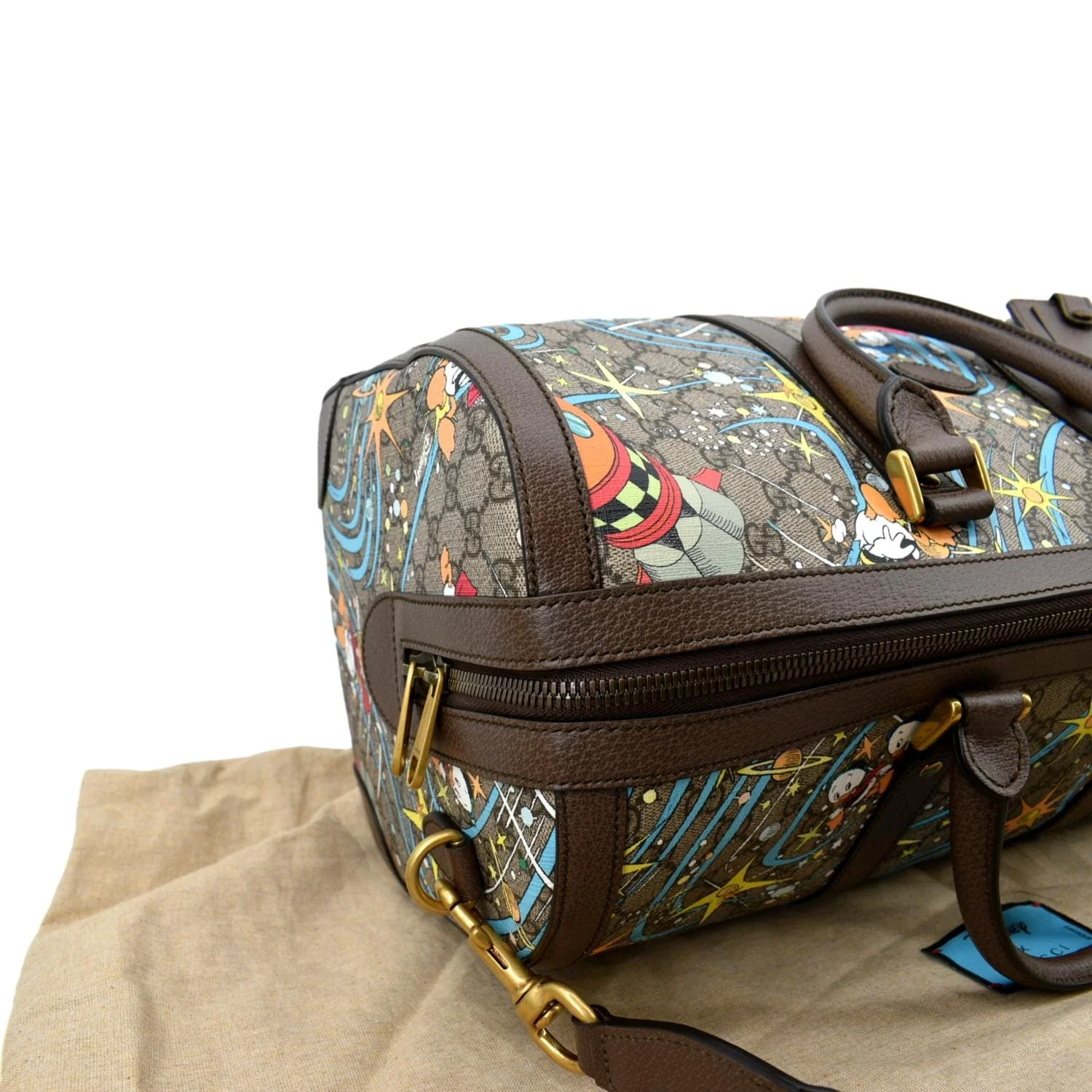 GUCCI Disney x Donald Duck GG Supreme Canvas Duffle Shoulder Bag Beige 648085 - Image 5