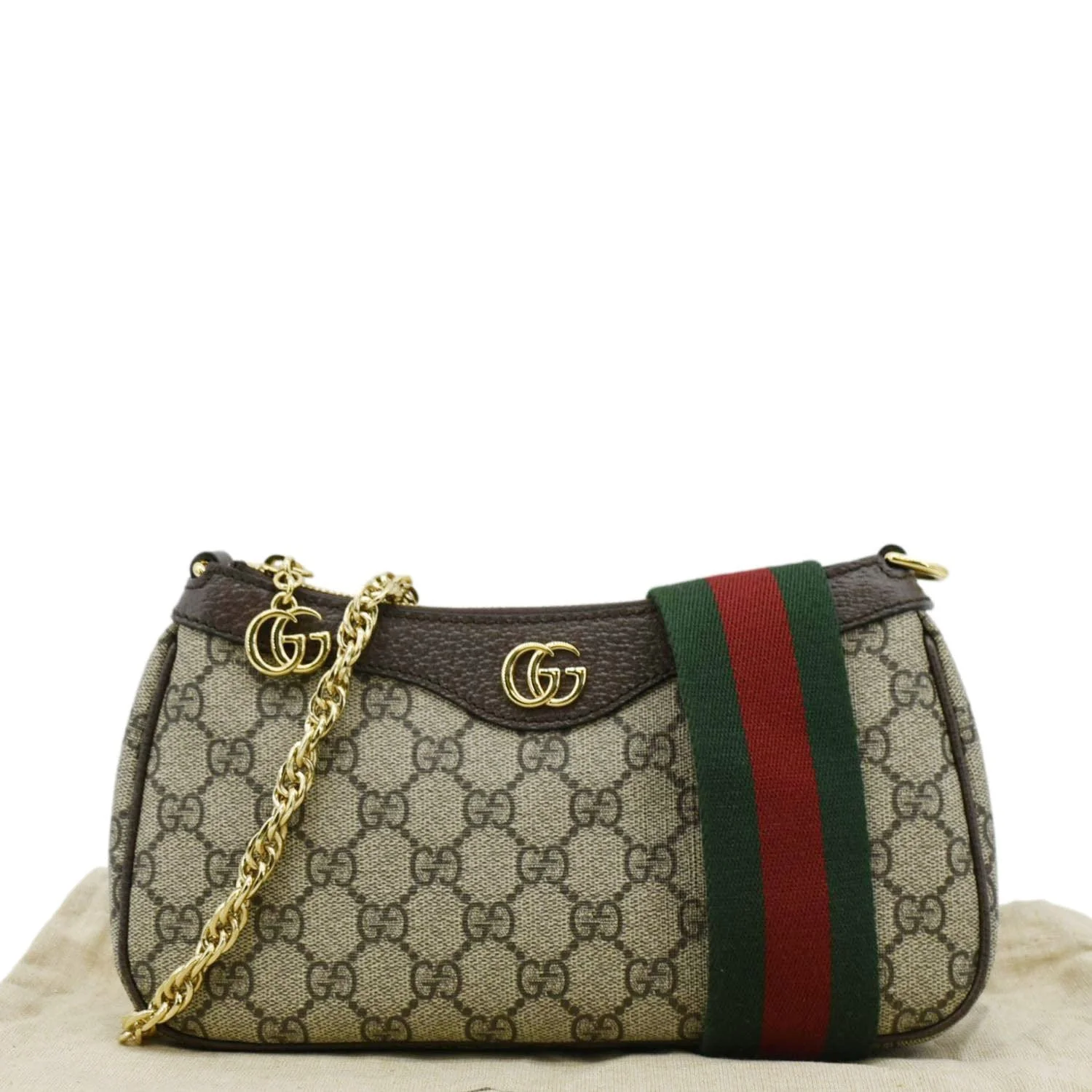 GUCCI Dollar Ophidia Web Small GG Supreme Monogram Canvas New Acero Shoulder Bag Beige 735132 - Image 3
