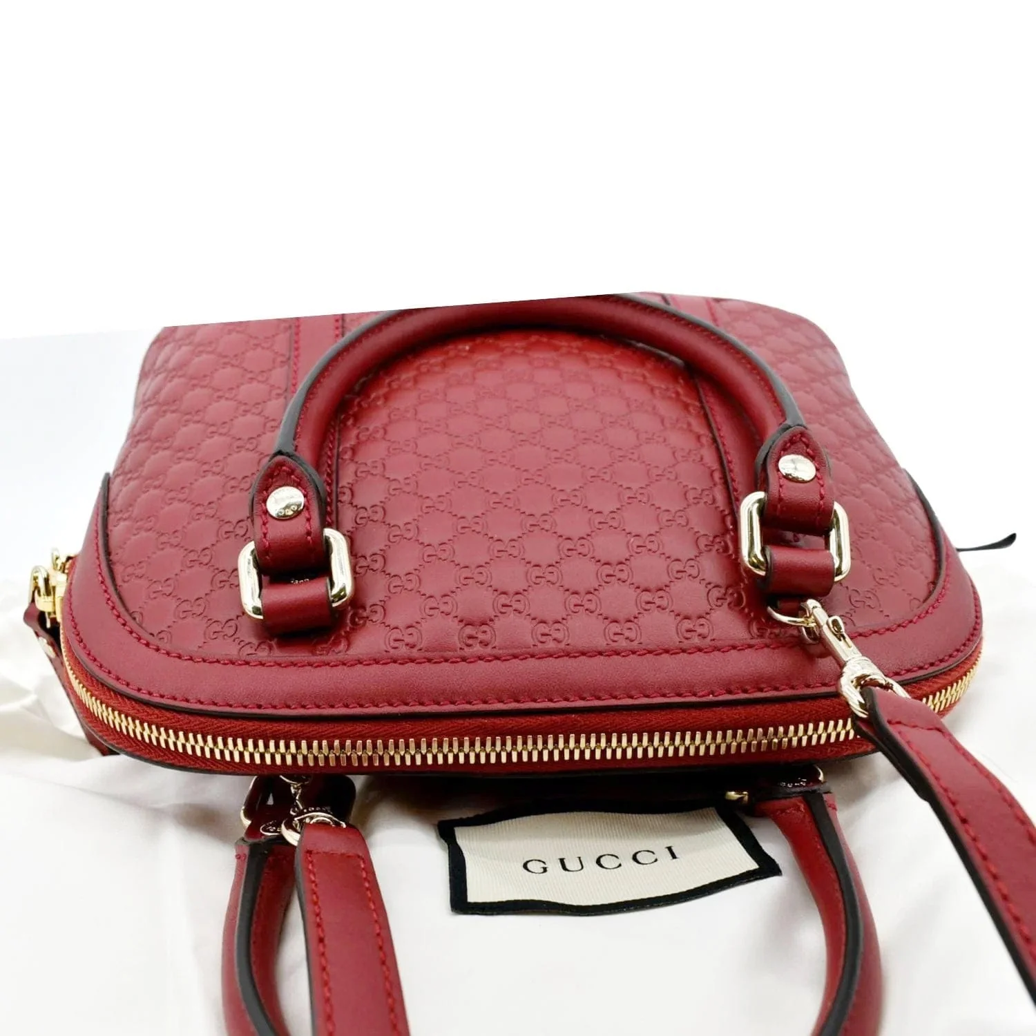 GUCCI Dome Convertible Leather Crossbody Bag Red 449654 - Image 4