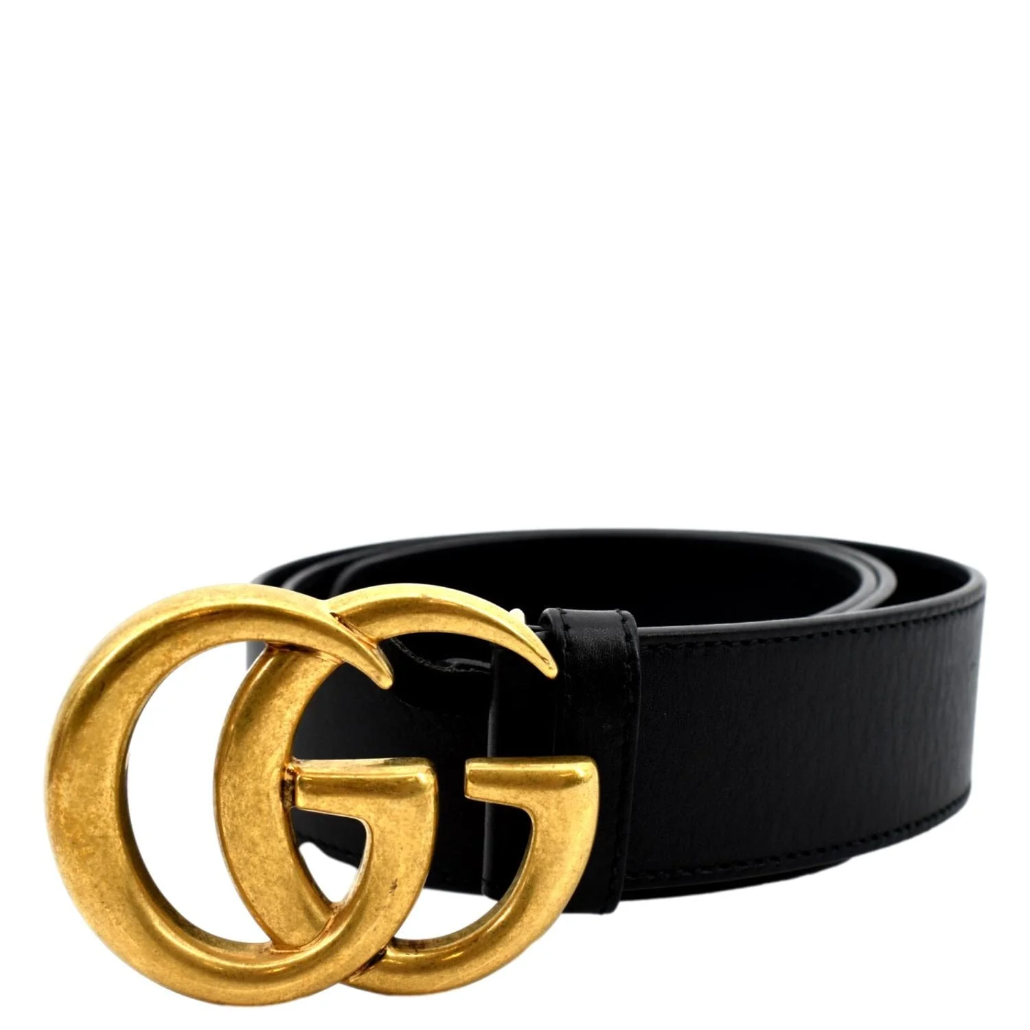 GUCCI Double G Buckle Leather Belt Size 90.36 Black 400593 - Image 2