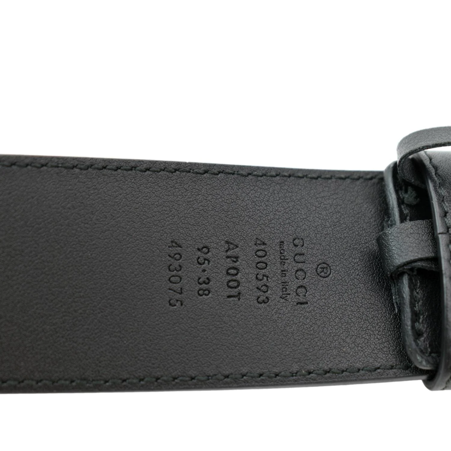 GUCCI Double G Buckle Leather Belt Black 400593 Size 95.38 - Image 3