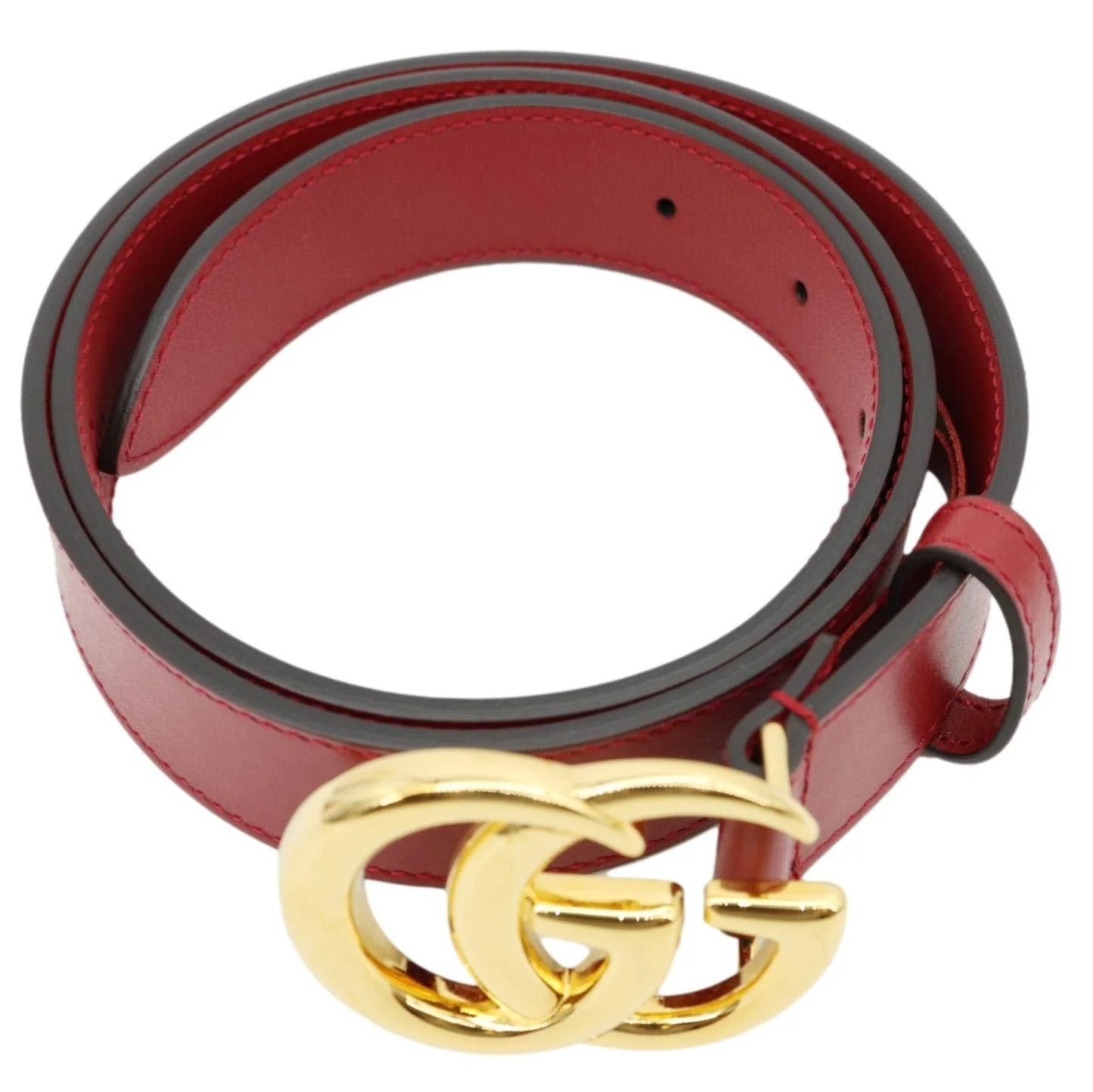 GUCCI Double G buckle Marmont Leather Belt Red 414516 Size 80.32 - Image 9