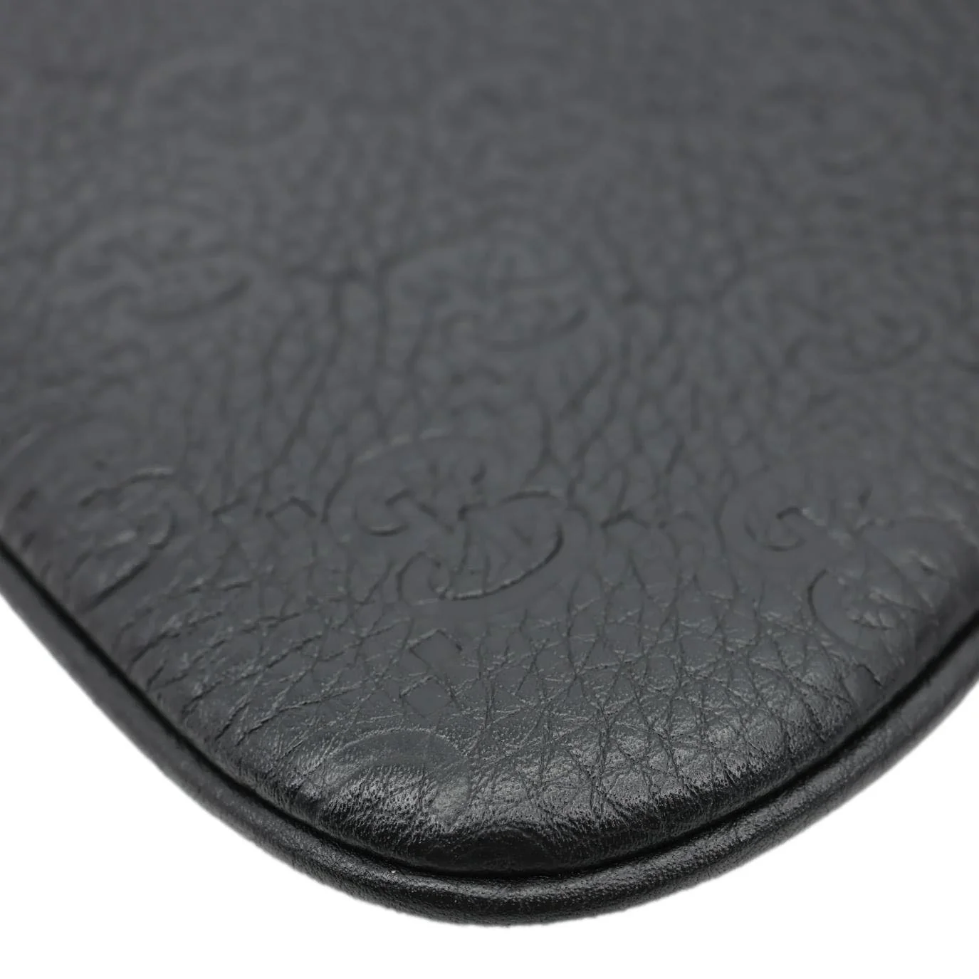 GUCCI Emblem Grainy Leather Shoulder Bag Black 815278 - Image 10
