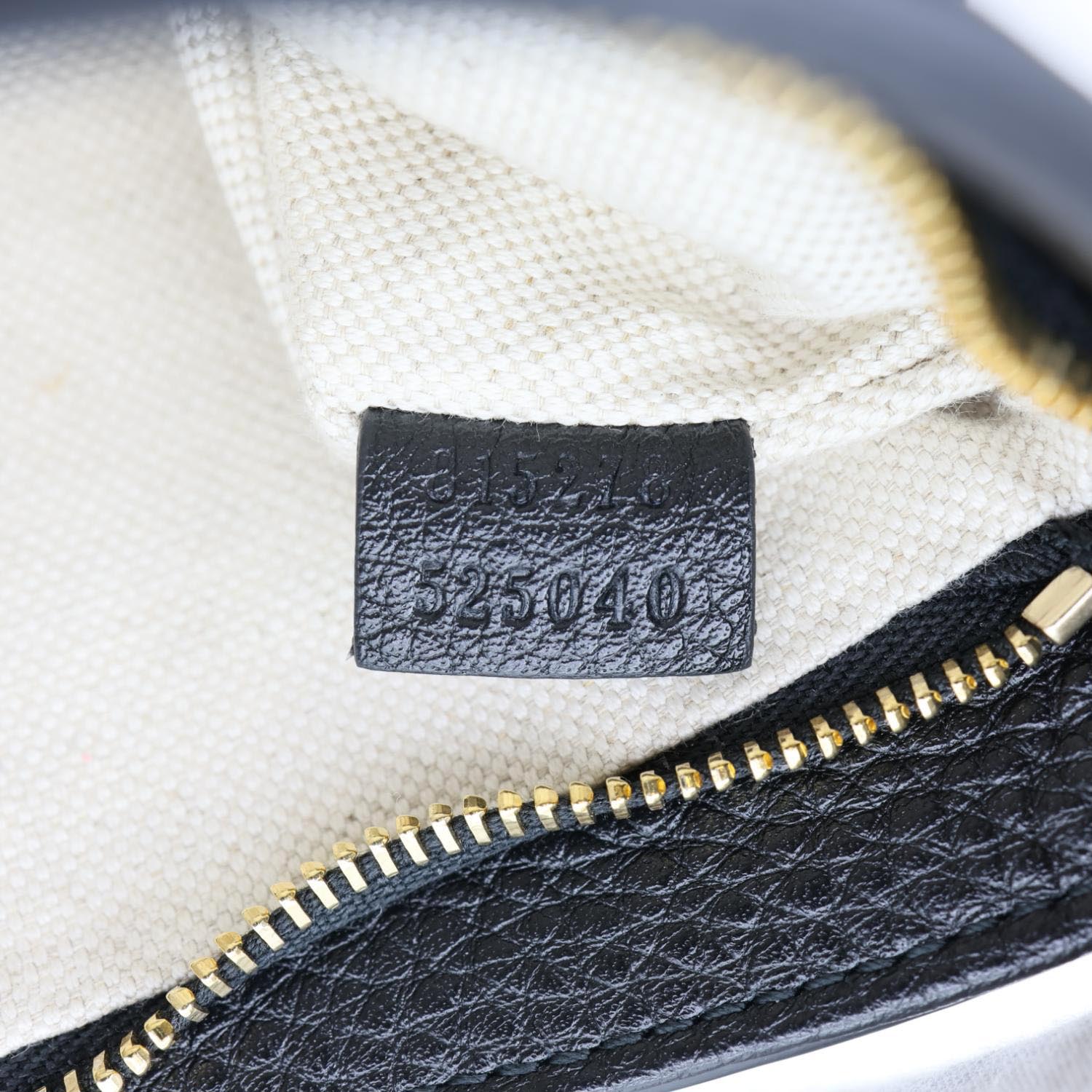 GUCCI Emblem Grainy Leather Shoulder Bag Black 815278 - Image 14