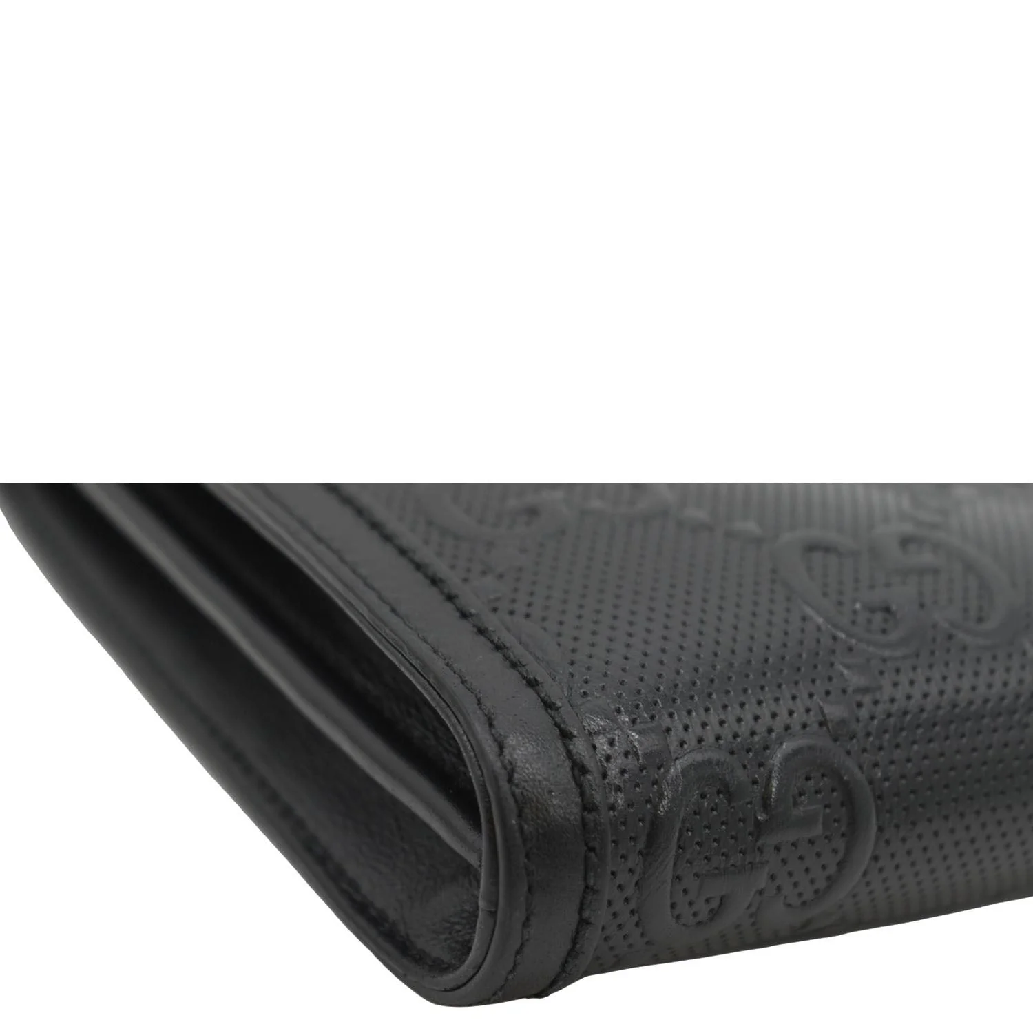 GUCCI GG Embossed Leather Messenger Bag Black 625782 - Image 9